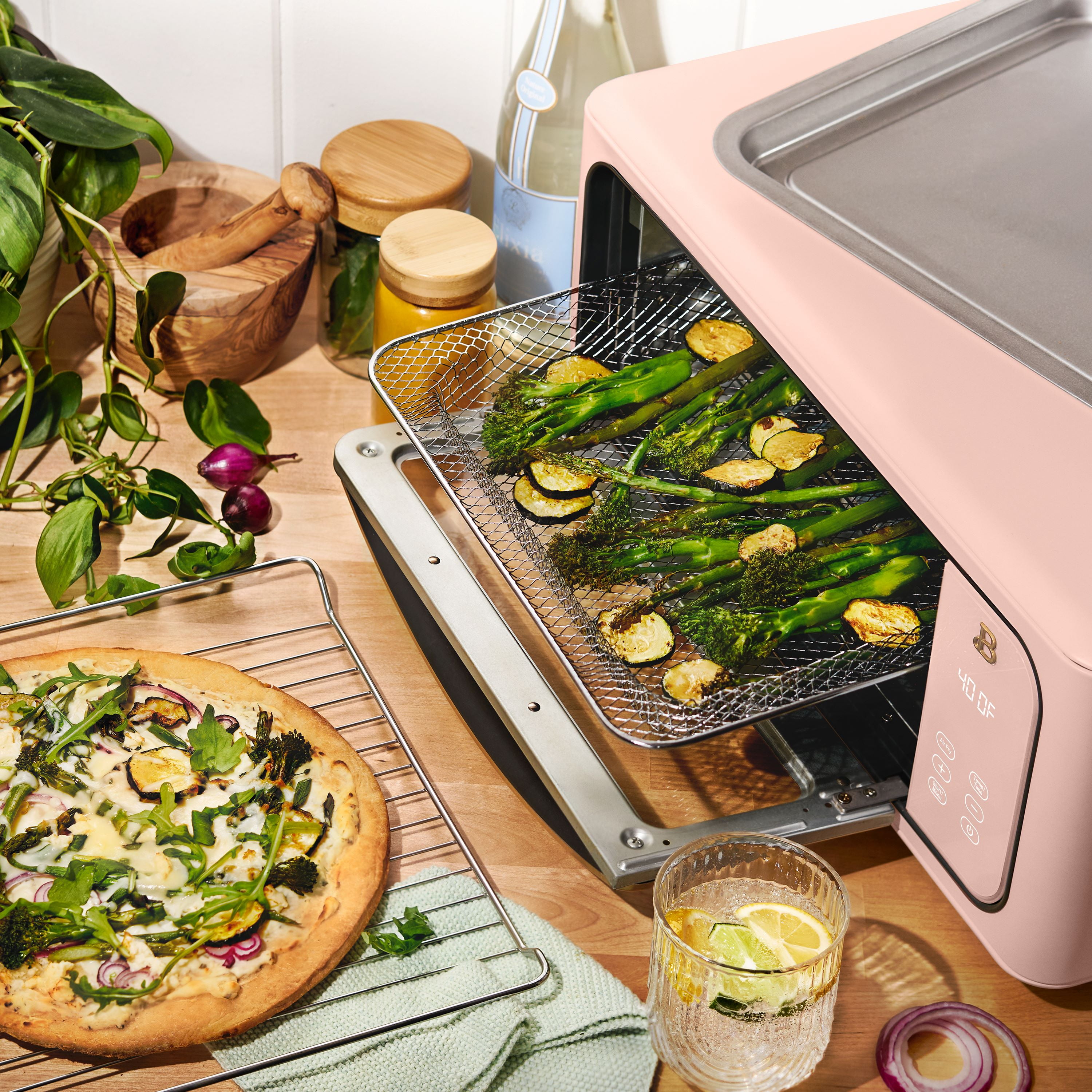 Beautiful Infrared Air Fry Toaster Oven, 9-Slice, 1800 W, Rose by Drew Barrymore