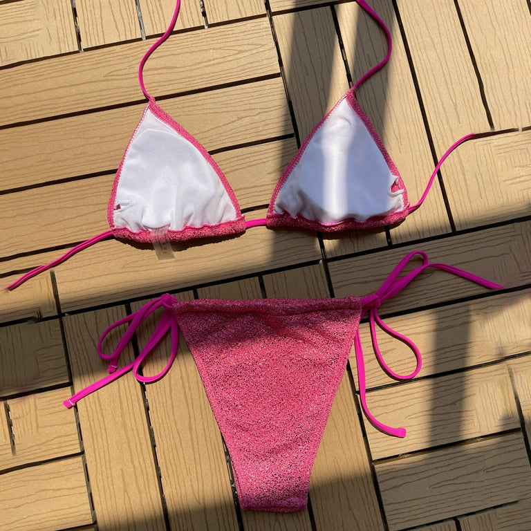 Gubotare Bikinis For Women Micro Bikini Extreme G String Thong Bikini Mini  Bathing Suit for Women,Hot Pink L 
