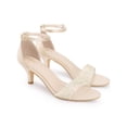 thumbnail image 3 of BLISSFUL STEP Women's Shoes Open Toe Ankle Strap Rhinestone Mesh Kitten Heel Sandals Champagne 6.5, 3 of 7