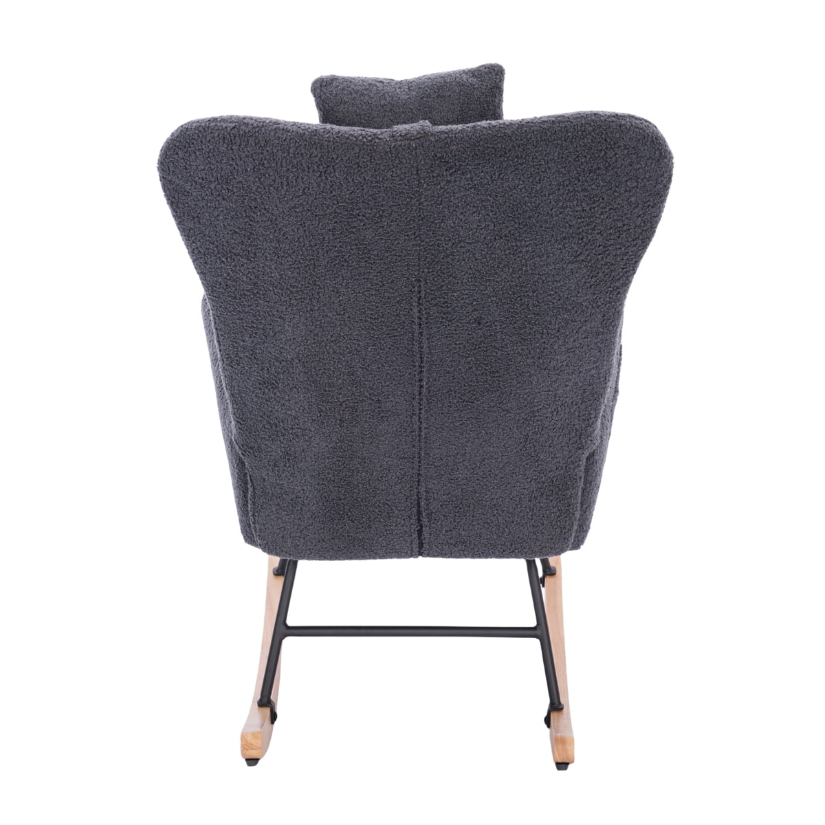 Teddy Upholstered Nursery Rocking Chair Ergonomic High Back Soft Thick Seat for Living Room Bedroom White Customizable Available