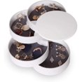 thumbnail image 1 of Organizador de joyas, organizador de pendientes, caja organizadora para mujeres y niños, bandeja de joyería de viaje de 4 capas para pulseras, anillos, collares, pulseras (blanco-redondo) Sincero Electrónica, 1 of 5