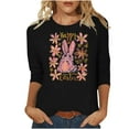 thumbnail image 2 of Fartey Plus Size Happy Easter Shirts for Women 2025 Trendy Crew Neck 3/4 Sleeve Tunic Tops Cute Bunny Printed Graphic Tees Dressy Casual Holiday Blouses Black S-5XL, 2 of 6