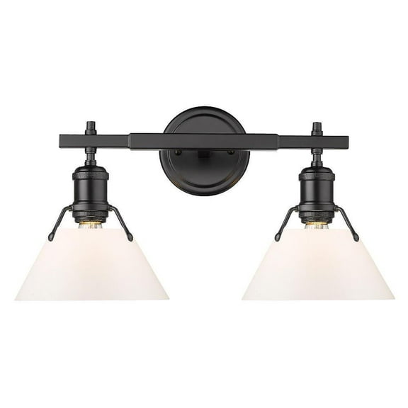 2 Light Vanity Light in Vintage Style 10 inches High By 18.25 inches Wide-Matte Black Finish-Matte Black Shade Color Bailey Street Home
