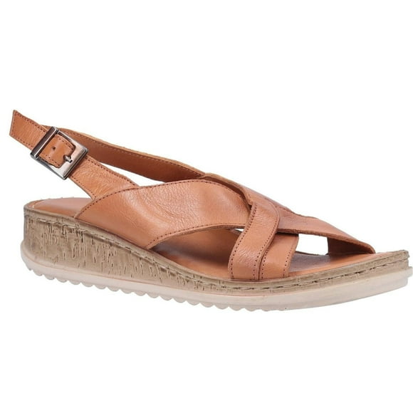 Hush Puppies Womens Elena Leather Wedge Sandal