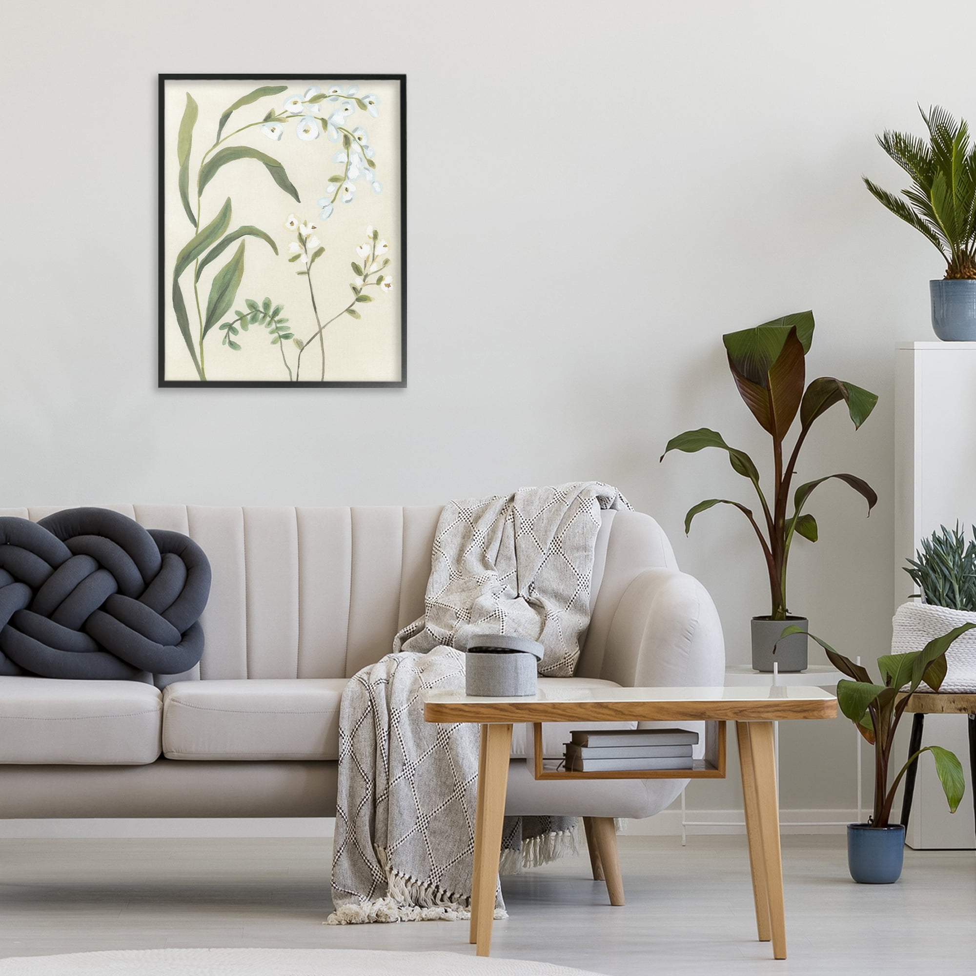 Stupell Industries Soft Snowdrop Stems Black Framed Giclee Art, design by June Erica Vess