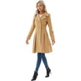 thumbnail image 4 of Women's Elegant British Style Trench Coat Lapel Collar Double Breasted A Line Mid Long Jacket with Pockets, 4 of 11