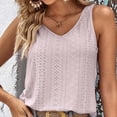 thumbnail image 2 of Mrat Camisole Tops Blouse Sans Manches Mode Femme Col en V Fluide S-462 Rose-A S, 2 of 7