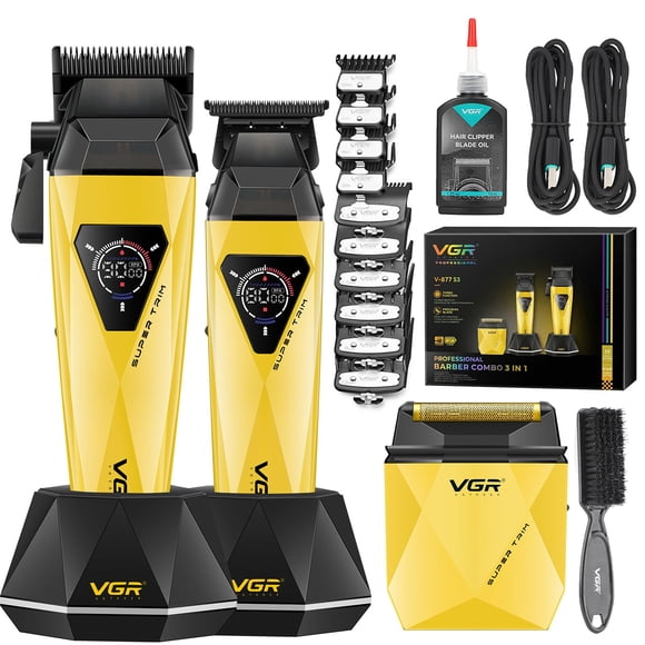 Máquina de cortar cabello VGR 877S3 inalámbrica 9000 RPM con pantalla LED
