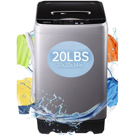 GGTB 1.9 Cu.ft Full Automatic Washing Machine with LED Display, 20 lbs Portable Washer Machine, 10 Washing Programs & 8 Water Levels Selections, Grey