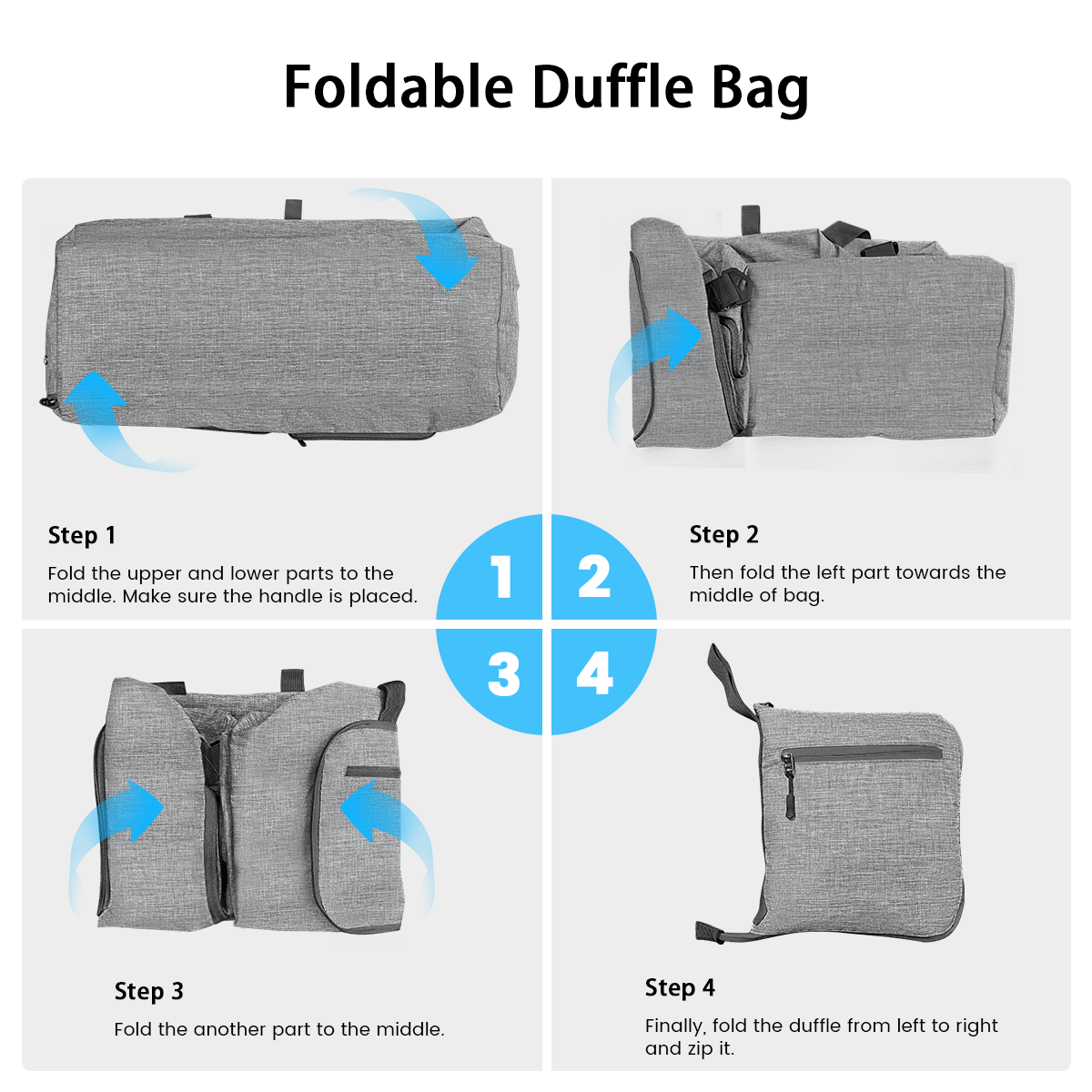 Xueyu 24" Collapsible Travel Duffel Bag, 65L, Gray photo 6