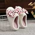 thumbnail image 5 of Bow House Slippers for Women Ladies Bowknot Comfy Fuzzy Bedroom Slippers Bride Wedding Indoor Outdoor Memory Foam Shoes, 5 of 9