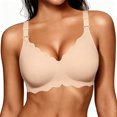 thumbnail image 2 of Qwertyu Wireless Jelly Bras for Women No Underwire Scalloped Push Up Bralettes Seamless Soft Comfort Everyday Tshirt Bra Complexion 42, 2 of 7