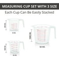 thumbnail image 3 of Nvzi Juego de 3 tazas medidoras: tazas medidoras de plástico para líquidos, con pico y asa, de 1 taza, 2 tazas y 4 tazas, 250 ml, 500 ml y 1000 ml, 3 of 4