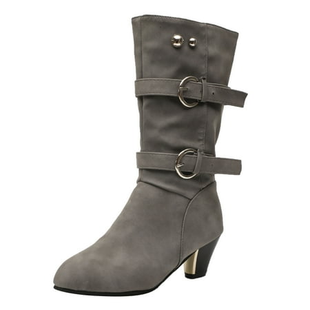 

nsendm Women s Winter Boots Size 11 Wide Calf Vintage Velvet Toe Round Shoes Wide Calf Boots for Women Size 11w Grey 9