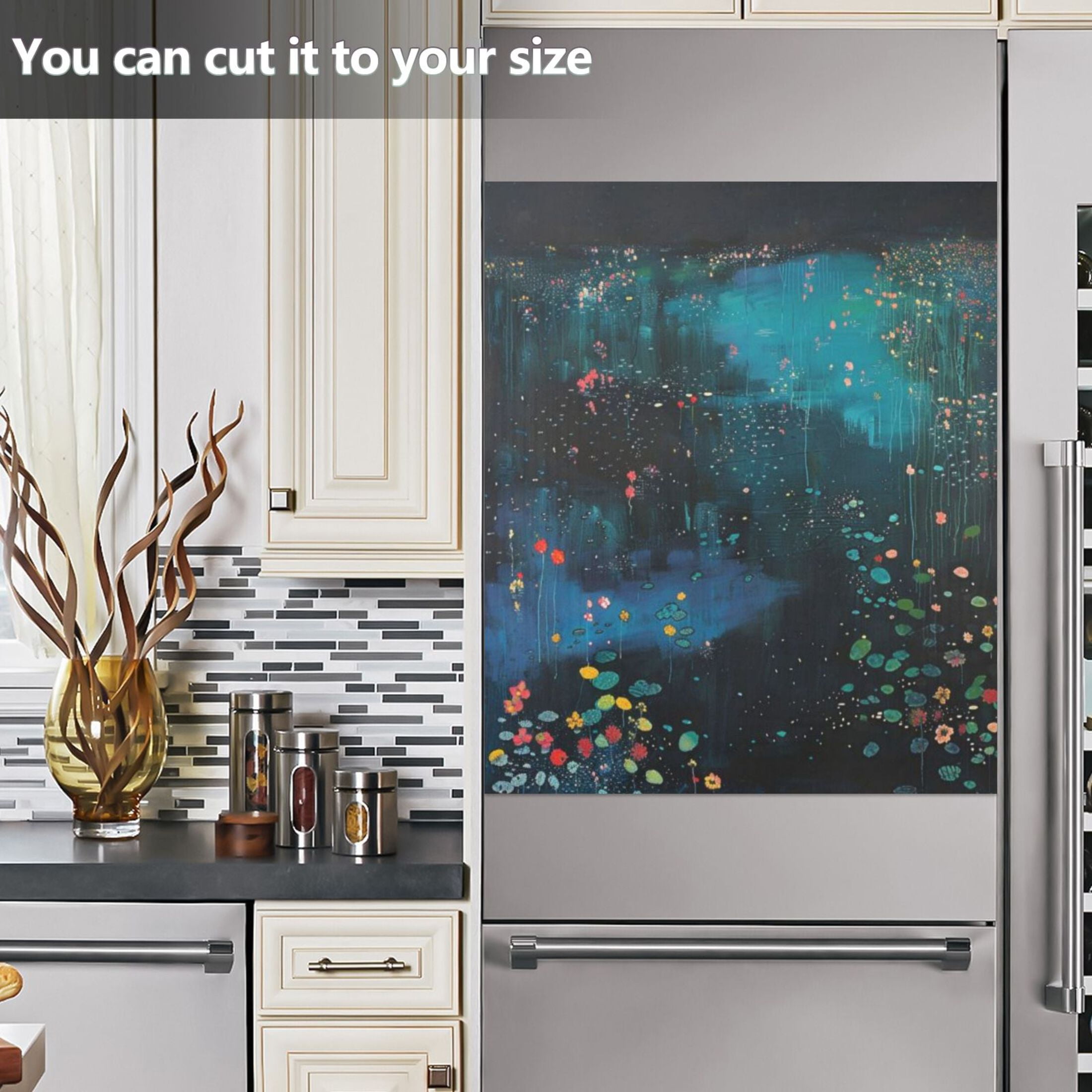 Dishwasher Magnetic Sticker 23x26 Inch Refrigerator Magnetic Sticker Washing Machine Magnetic Sticker Kitchen Panel Magnetic Sticker Home Decor Red Water Flower