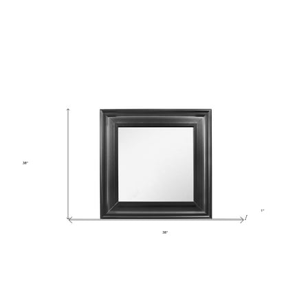 38" Gray Square Wood Framed Accent Mirror