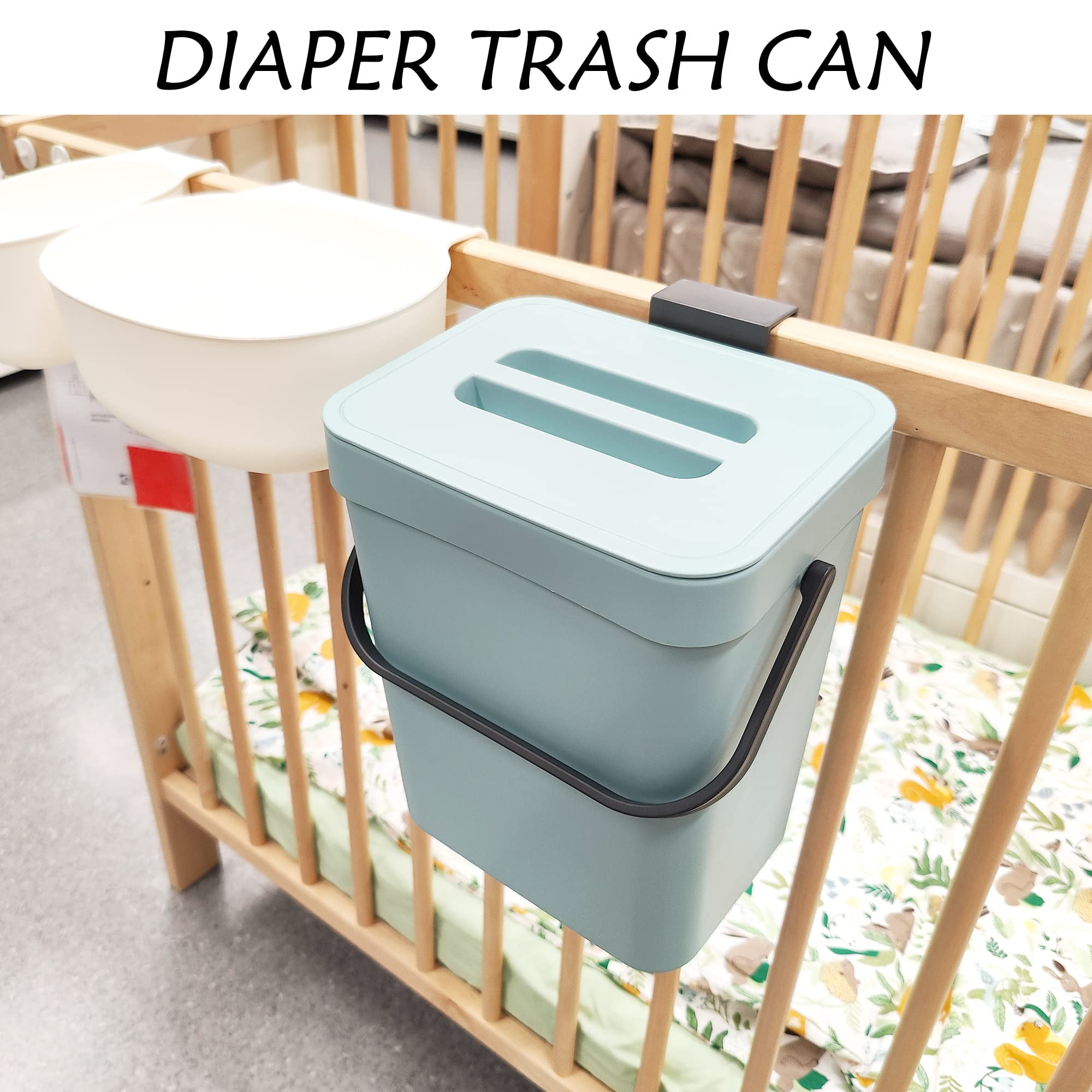 Stonespace Under Sink Trash Can,Kitchen Compost Bin, Diaper Pail, 3.2 Gallon/12L Hanging Garbage Can for Baby Crib/Bathroom/Cupboard, Plastic Food Waste Bin,1 Pack Black