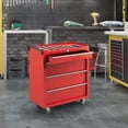 thumbnail image 2 of Rolling Tool Chest - 4-Drawer Heavy Duty Metal Storage Cabinet (Red) with Locking System & Wheels - Mobile Toolbox Organizer for Garage/Workshop - Drawer Liners Included, 2 of 9