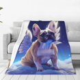 thumbnail image 1 of Balery Night Sky Winged French Bulldog Manta de Felpa Suave y Acogedora – Cobija de Franela Aterciopelada para Cama, Lavable y Cálida para Sofá, Mascotas, Transpirable-50"x40", 1 of 7