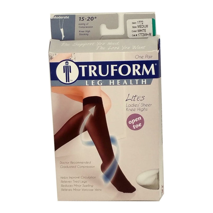 Truform 1772, Women's Compression Stockings, Sheer, Knee High, Open Toe ...