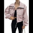 thumbnail image 2 of Chaqueta Corta para Mujer, Anorak Utilitario Extragrande con Cremallera y Bolsillos Rosa XL, 2 of 8