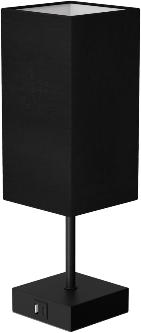 Bedside Table Lamp for Bedroom, 3 Way Dimmable Touch Lamp with USB C+A Charging Ports, Small Nightand Lamps for Bedroom Decor, Living Room, LED Bulbs Included, Upgraded Navy Blue