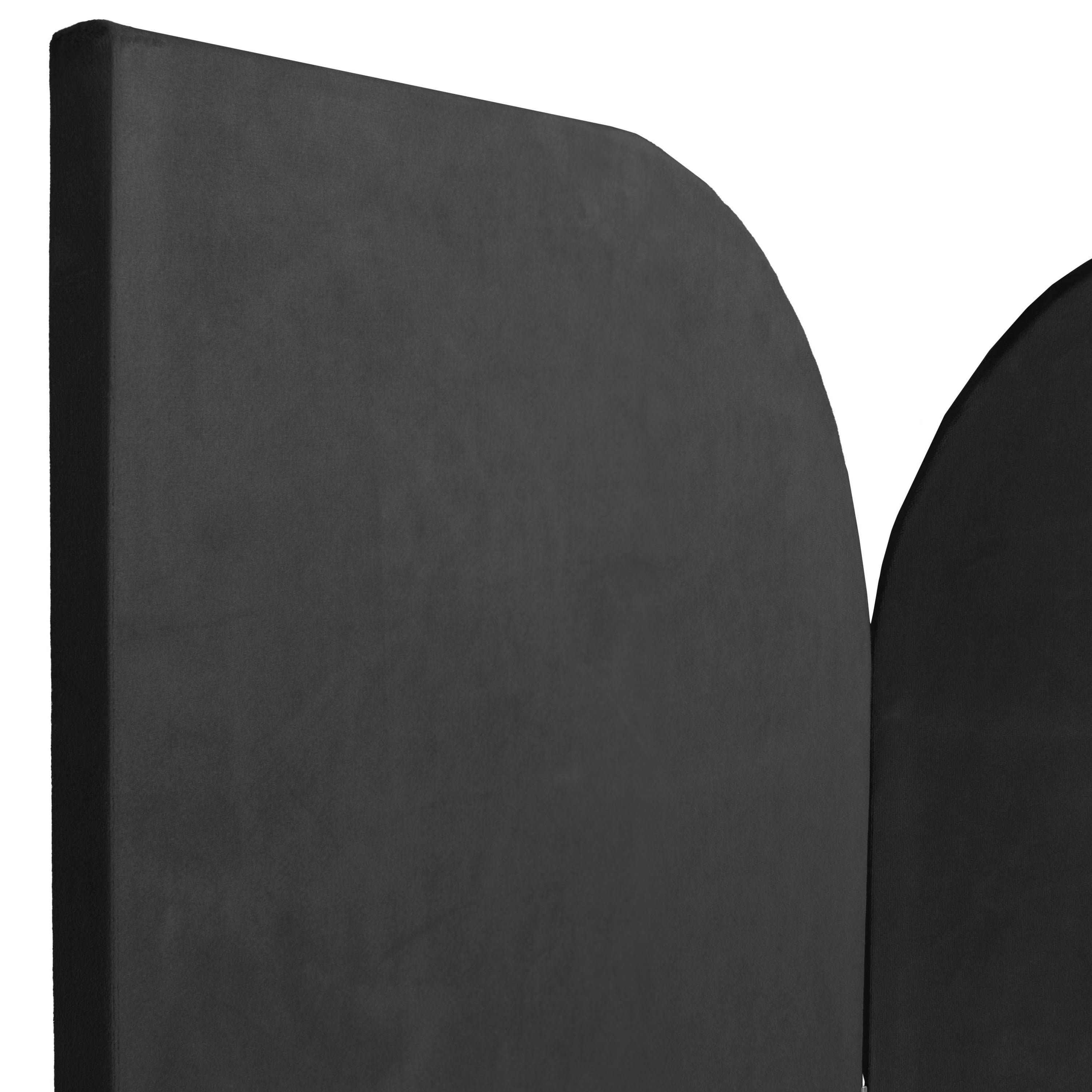 6 ft. Modern Arch Velvet Room Divider Black 3 Panel