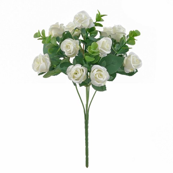 Tuscom Artificial Flowers Mini Roses, Single Stem Silk Flowers, Fake Plants for Vase Fillers, Artificial Greenery (Indoor/Events)