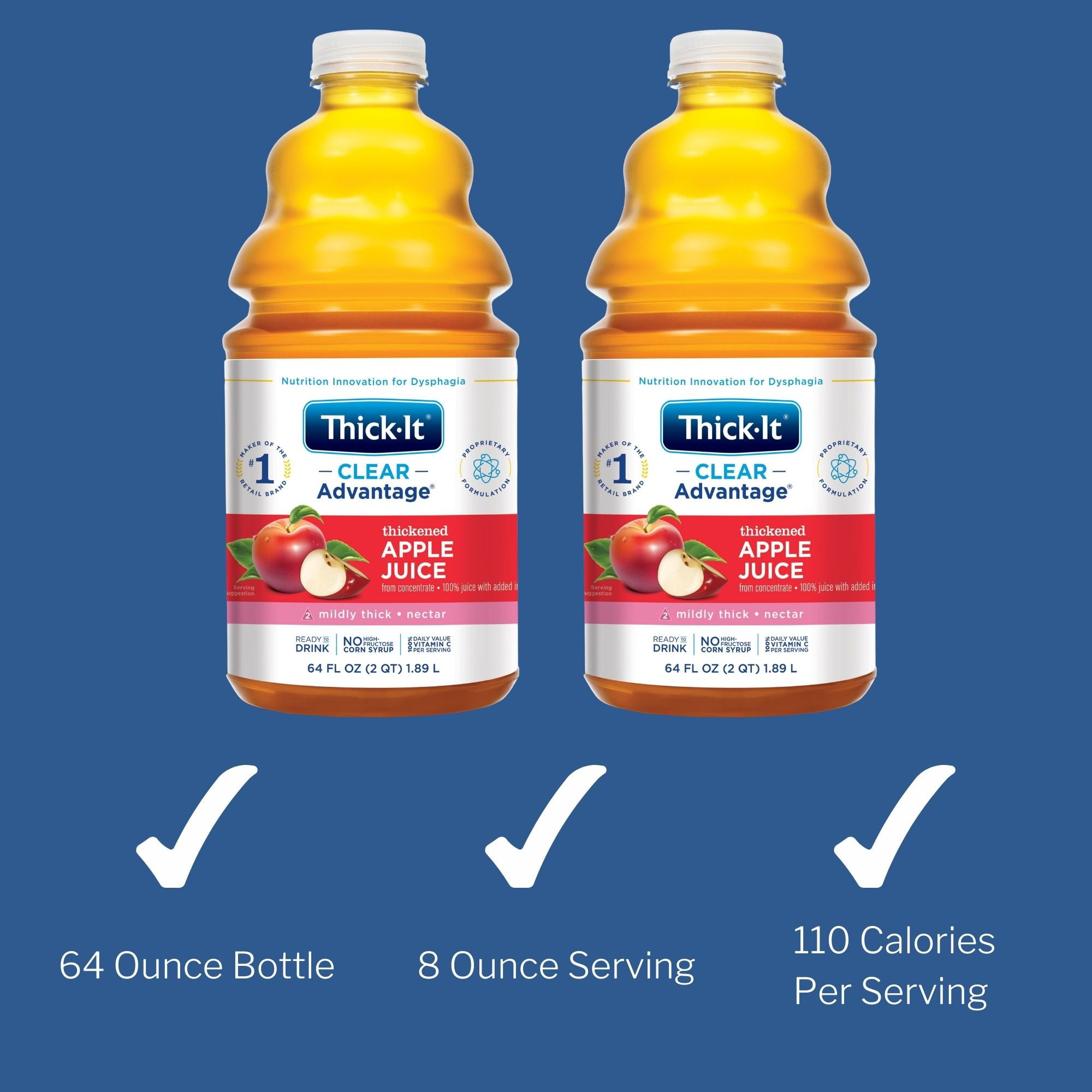 Thick-It Clear Advantage Thickened Beverage Apple Nectar Consistency 64 oz. Bottle 4 Ct
