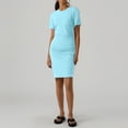 thumbnail image 2 of Summer Bodycon Dresses for Women Casual Ruched Short Sleeve Crewneck Mini Dress, L, 2 of 4