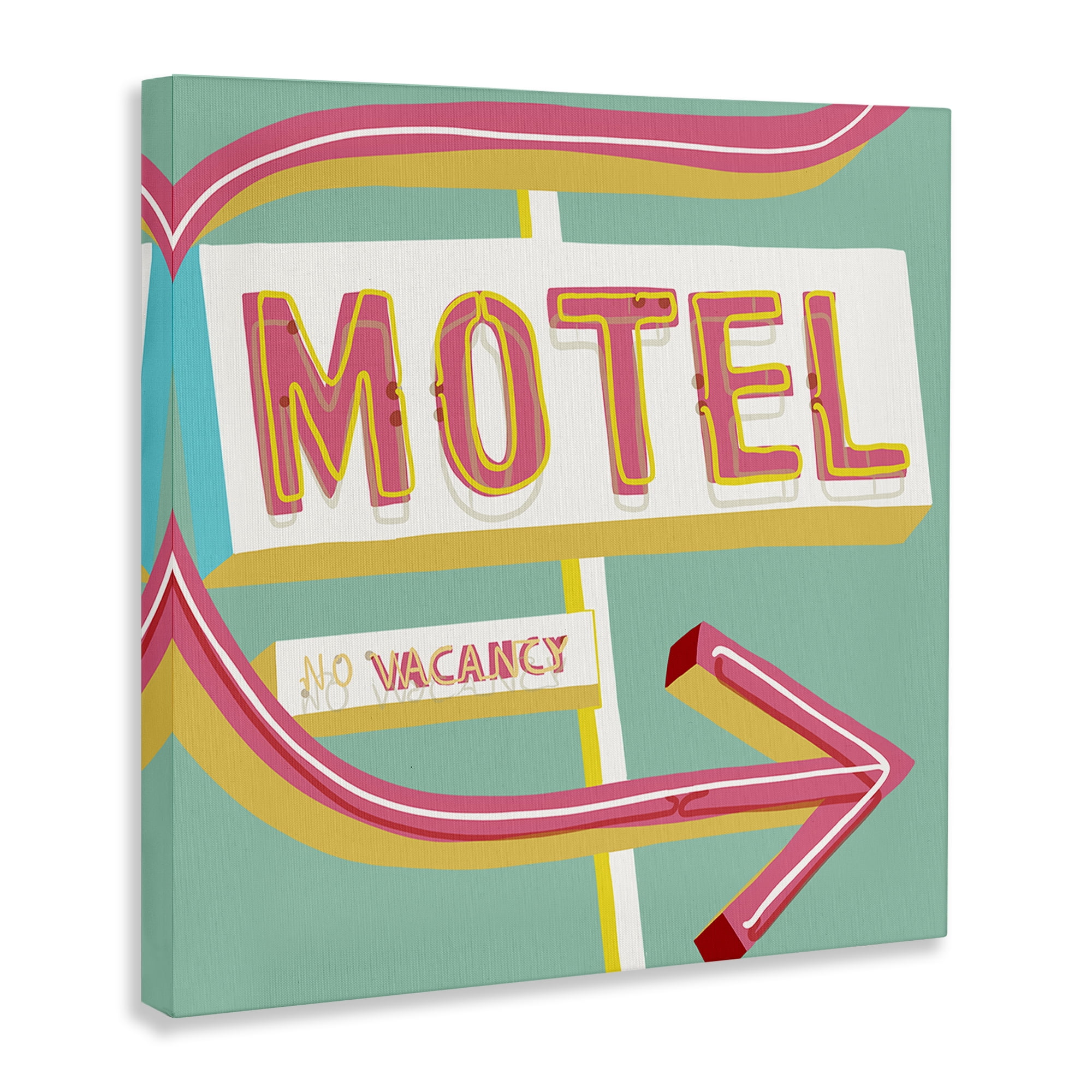 Stupell Industries Retro Motel Vacancy Text & Numbers Painting Wrapped Canvas Art Print Wall Art, 24 x 24