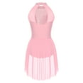thumbnail image 4 of YiZYiF Women's Sleeveless Glittery Applique Dance Dress Ice Skating Gymnastics Ballet Skirts Leotard Pink L, 4 of 6