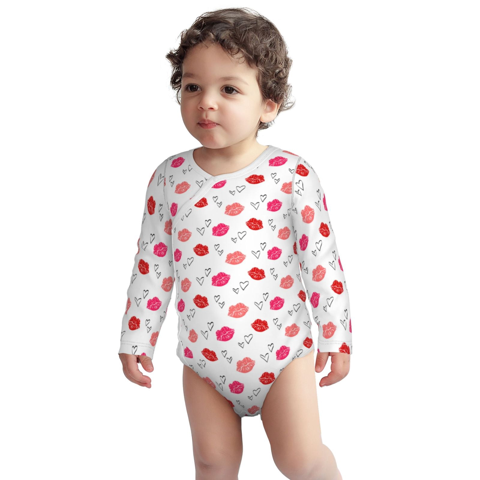 Xecao Red Lips 1 Print Baby unisex-baby Cotton Long-sleeve Bodysuits-3 Months