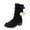 Black Mid Calf Boots, variant on hopeusnice Womens Suede Slip-On Mid Calf Boots Lace Up Round Toe Wide Calf Arch Support Chunky High Boots Black 35