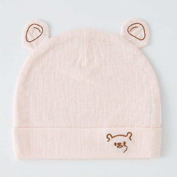 Eltusu Baby Girls Beanie Hats, Cute Stretch Cotton Thermal Winter Hats Pink Size 4-12 Months