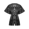 thumbnail image 3 of YiZYiF Girls Sequins Jumpsuits Sparkly Rompers V Neck Cap Sleeve Pageant Party Disco Dance Outfits Black 8, 3 of 5
