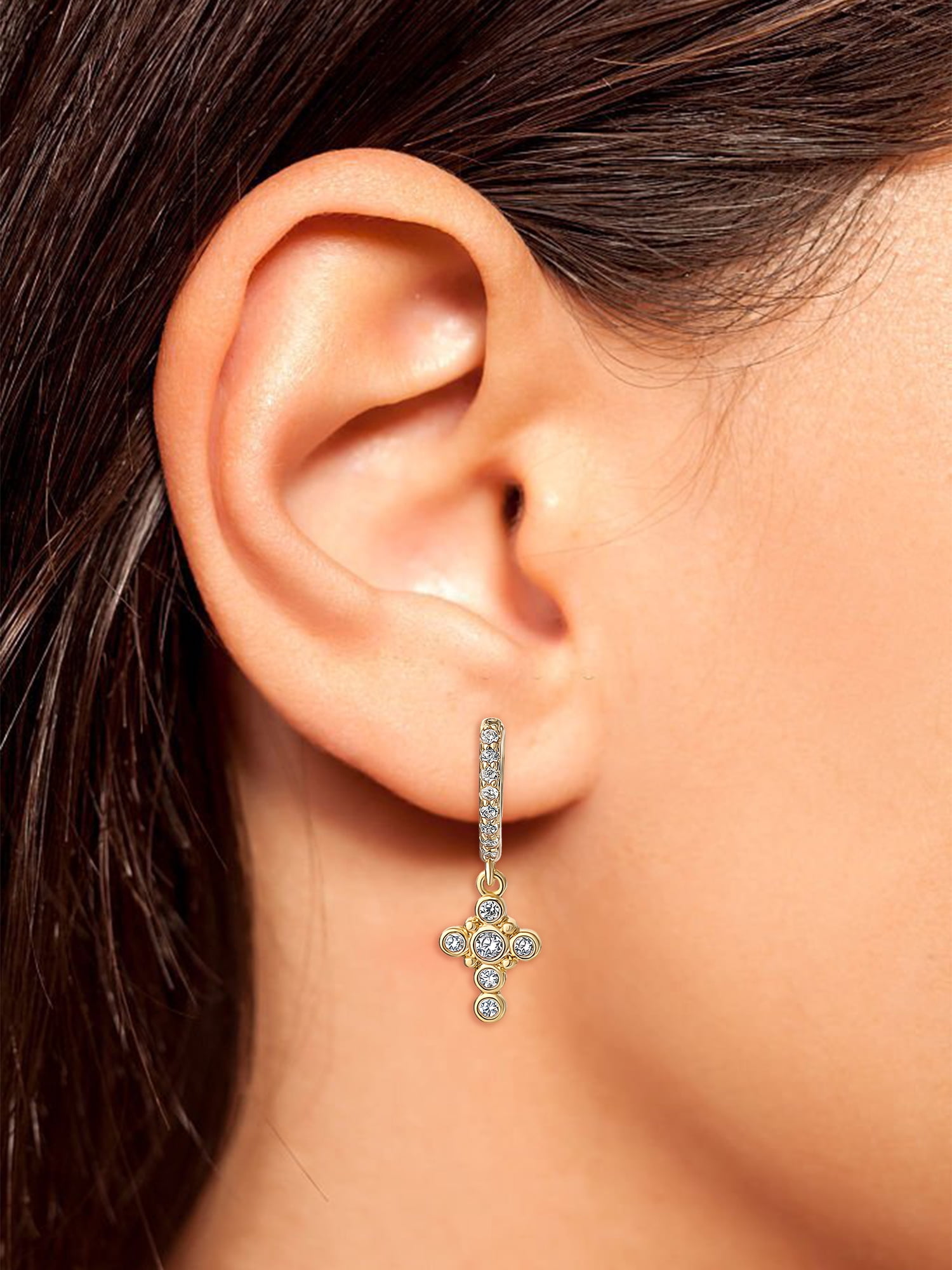 Believe by Brilliance Women's 14kt Gold Flash Plated Cubic Zirconia 6pc Singlet Earring Set