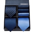 thumbnail image 4 of HISDERN Ties Set for Men Classic Striped Tie 3 Pcs Neckties & Handkerchief Wedding Business Gift Box, 4 of 11