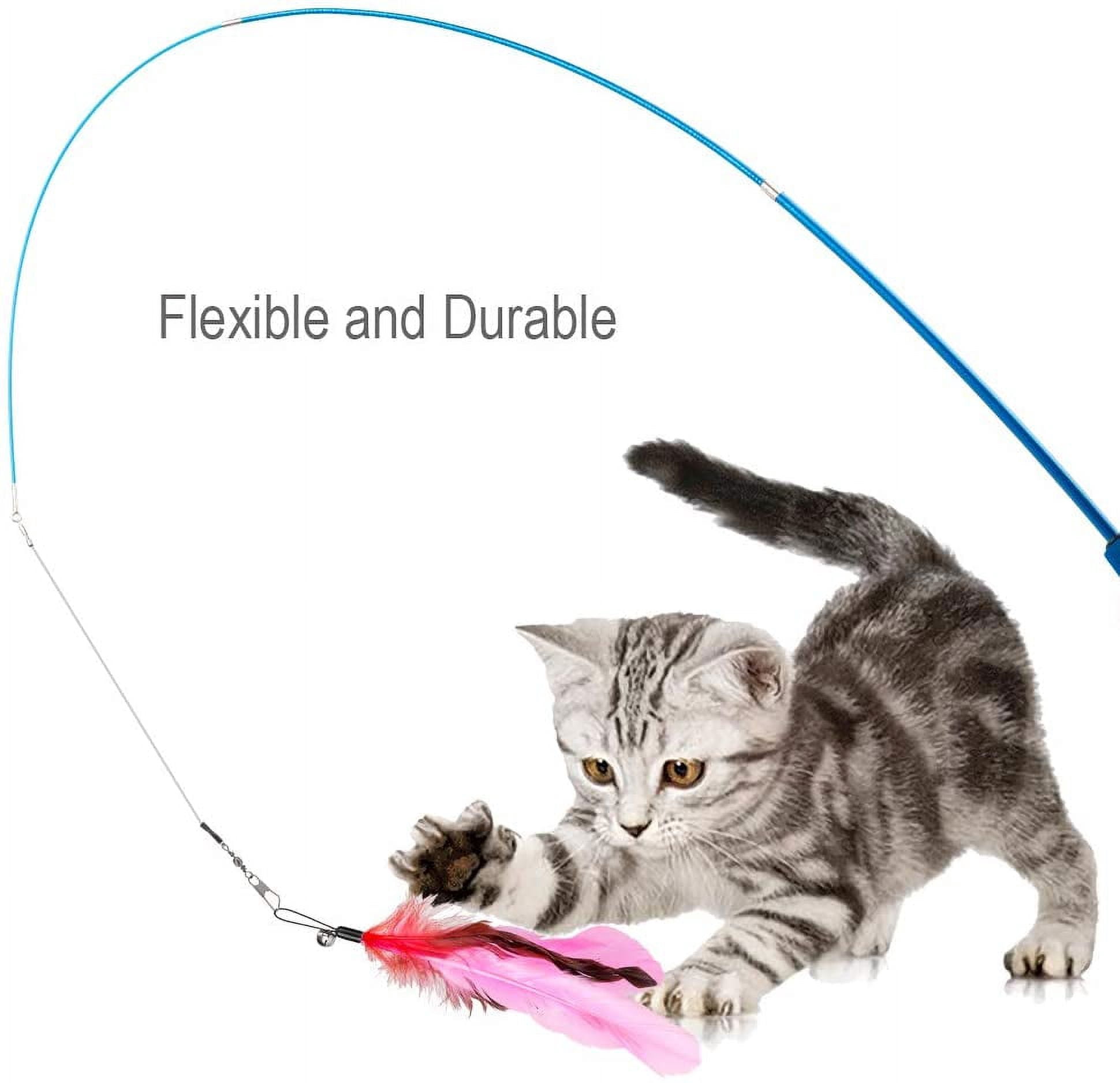 JIARON 6 PCS Interactive Cat Feather Toys, Indoor Hanging Retractable Cat Toy, Self Play Toys Make Fun Excecise