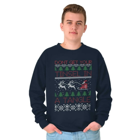 Ugly Christmas Tinsel in a Tangle Sweatshirt for Men or Women Brisco Brands S