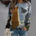 thumbnail image 2 of Moda mujer primavera Animal impreso manga larga cuello redondo Casual Tee Tops blusa Pompotops FGAJ601, 2 of 5