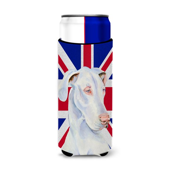 Carolines Treasures LH9465MUK Great Dane with English Union Jack British Flag Ultra Hugger for slim cans Slim Can