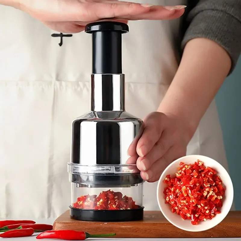 Manual Garlic Press Chopper Stainless Steel Blade Food Cutter for Garlic Onion Vegetable Kitchen Cooking