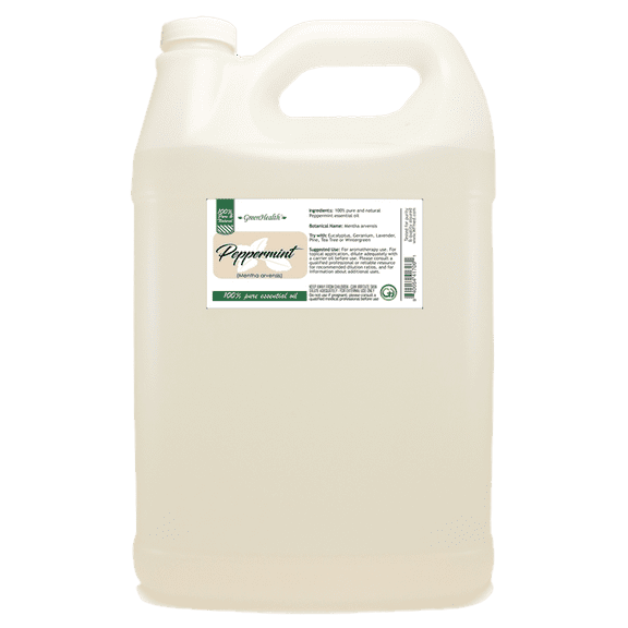 Peppermint Essential Oil - 128 fl oz (1 Gallon) Plastic Bottle w/ Cap - 100% Pure Essential Oil by GreenHealth