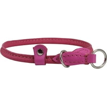Round Genuine Rolled Leather Choke Dog Collar Pink 15" Long