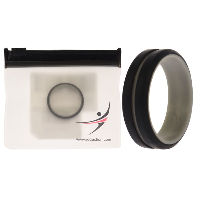 Anillo de boda de silicona de 2 capas con línea media - Gris-Negro de ROQ para hombre - Anillo de 13 mm