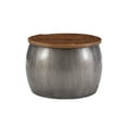 thumbnail image 3 of Powell Wesmar Metal Indoor Drum Accent Table with Storage, 18.5" Tall, Pewter, 3 of 17