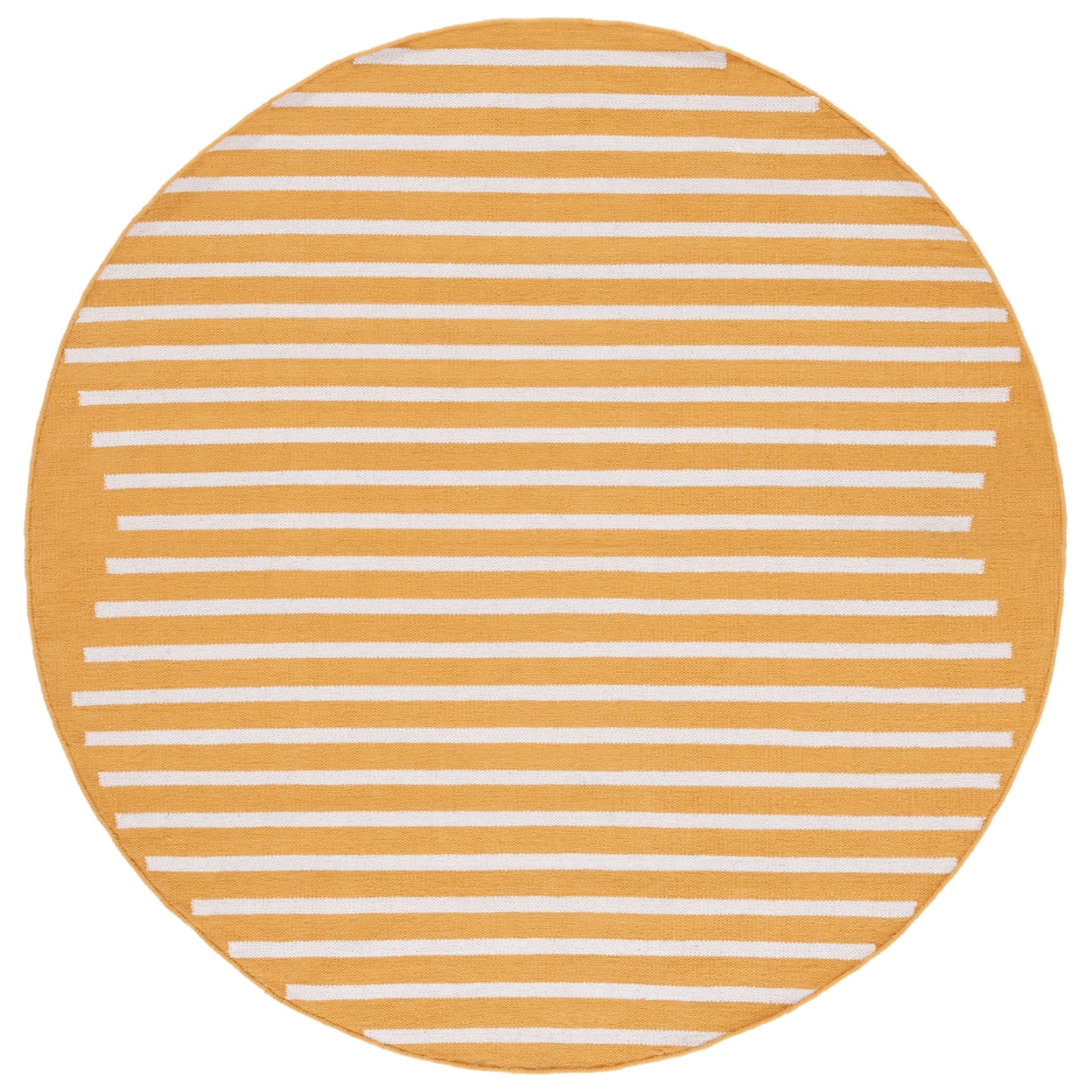 SAFAVIEH Montauk Amadine Striped Cotton Area Rug, Gold/Ivory, 6' x 6' Square