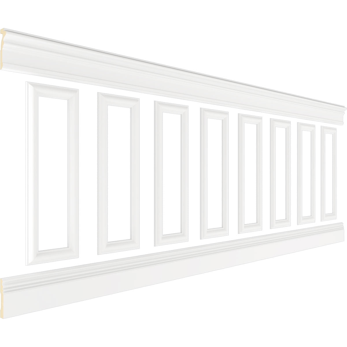 Ekena millwork 94 1/2"L (Adjustable 36"H to 40"H) Ashford Square Panel Traditional Wainscot Paneling Kit
