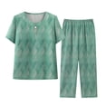 thumbnail image 2 of DDAPJ pyju Two Piece Summer Outfits for Women Plus Size Cotton Linen Sets Trendy Printed T Shirts and Wide Leg Pants Matching Set 2025 Resort Wear Ofertas de hoy Green XXXXXL, 2 of 8